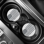 Grey Grunge American Flag Print Car Coasters