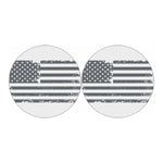 Grey Grunge American Flag Print Car Coasters
