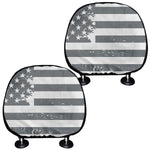 Grey Grunge American Flag Print Car Headrest Covers
