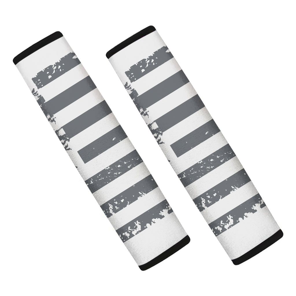 Grey Grunge American Flag Print Car Seat Belt Covers