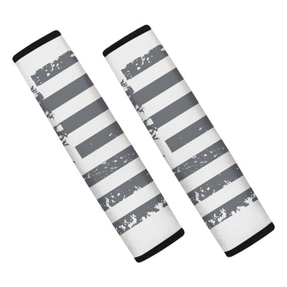 Grey Grunge American Flag Print Car Seat Belt Covers