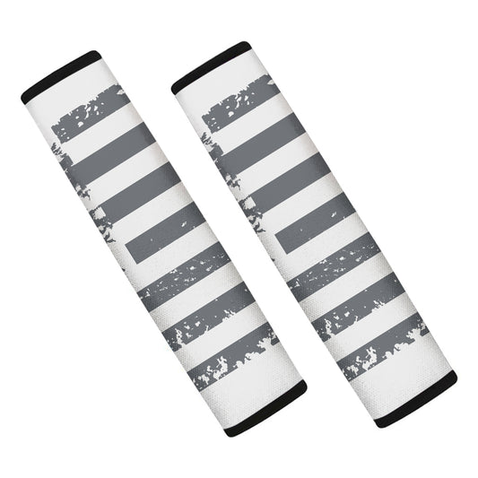 Grey Grunge American Flag Print Car Seat Belt Covers