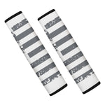 Grey Grunge American Flag Print Car Seat Belt Covers