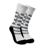 Grey Grunge American Flag Print Crew Socks
