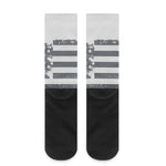 Grey Grunge American Flag Print Crew Socks