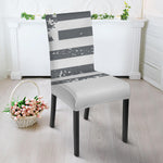 Grey Grunge American Flag Print Dining Chair Slipcover