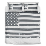 Grey Grunge American Flag Print Duvet Cover Bedding Set