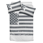 Grey Grunge American Flag Print Duvet Cover Bedding Set