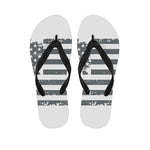 Grey Grunge American Flag Print Flip Flops