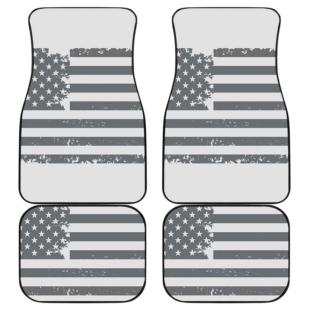 Grey Grunge American Flag Print Front and Back Car Floor Mats