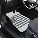 Grey Grunge American Flag Print Front and Back Car Floor Mats