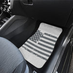 Grey Grunge American Flag Print Front and Back Car Floor Mats