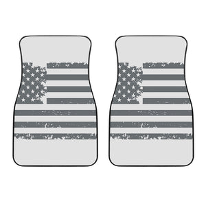 Grey Grunge American Flag Print Front Car Floor Mats