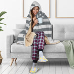 Grey Grunge American Flag Print Hooded Blanket