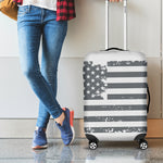 Grey Grunge American Flag Print Luggage Cover