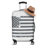 Grey Grunge American Flag Print Luggage Cover