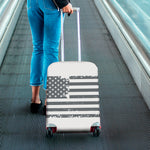 Grey Grunge American Flag Print Luggage Cover