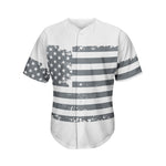 Grey Grunge American Flag Print Men's Baseball Jersey