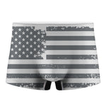 Grey Grunge American Flag Print Men's Boxer Briefs