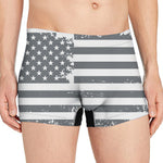 Grey Grunge American Flag Print Men's Boxer Briefs