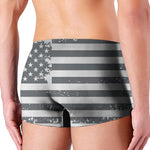 Grey Grunge American Flag Print Men's Boxer Briefs