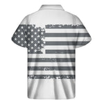 Grey Grunge American Flag Print Men's Short Sleeve Shirt