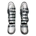 Grey Grunge American Flag Print Muay Thai Shin Guards