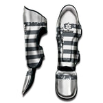 Grey Grunge American Flag Print Muay Thai Shin Guard