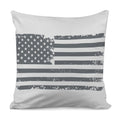 Grey Grunge American Flag Print Pillow Cover