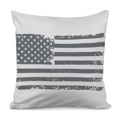 Grey Grunge American Flag Print Pillow Cover