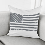 Grey Grunge American Flag Print Pillow Cover