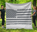 Grey Grunge American Flag Print Quilt