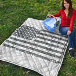 Grey Grunge American Flag Print Quilt