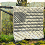 Grey Grunge American Flag Print Quilt