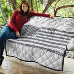 Grey Grunge American Flag Print Quilt