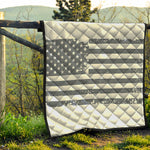 Grey Grunge American Flag Print Quilt