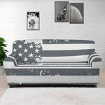 Grey Grunge American Flag Print Sofa Cover