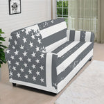 Grey Grunge American Flag Print Sofa Cover