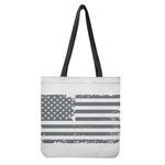 Grey Grunge American Flag Print Tote Bag