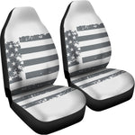 Grey Grunge American Flag Print Universal Fit Car Seat Covers