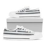 Grey Grunge American Flag Print White Low Top Shoes