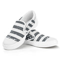 Grey Grunge American Flag Print White Slip On Sneakers