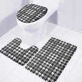 Grey Houndstooth Pattern Print 3 Piece Bath Mat Set
