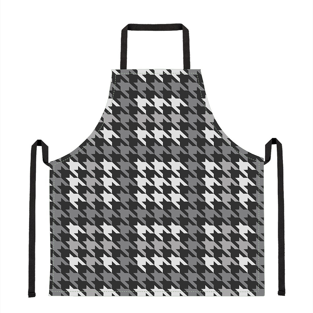 Grey Houndstooth Pattern Print Apron