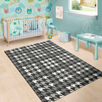 Grey Houndstooth Pattern Print Area Rug
