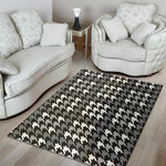 Grey Houndstooth Pattern Print Area Rug