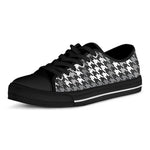 Grey Houndstooth Pattern Print Black Low Top Shoes