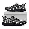 Grey Houndstooth Pattern Print Black Running Shoes
