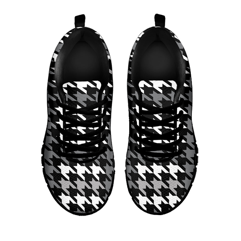 Grey Houndstooth Pattern Print Black Sneakers