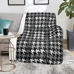Grey Houndstooth Pattern Print Blanket